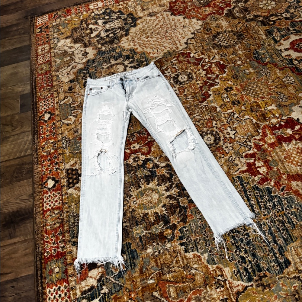 American Eagle Outfitters Light Gray Straight Leg Jeans